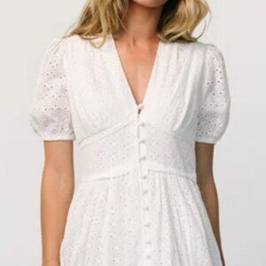 White Lace Eyelet Midi Dress